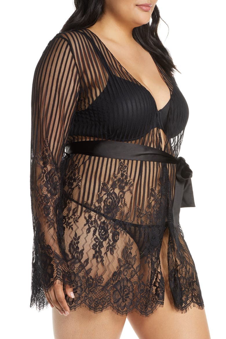 Luna Stripe Eyelash Lace Wrap, Alternate, color, BLACK