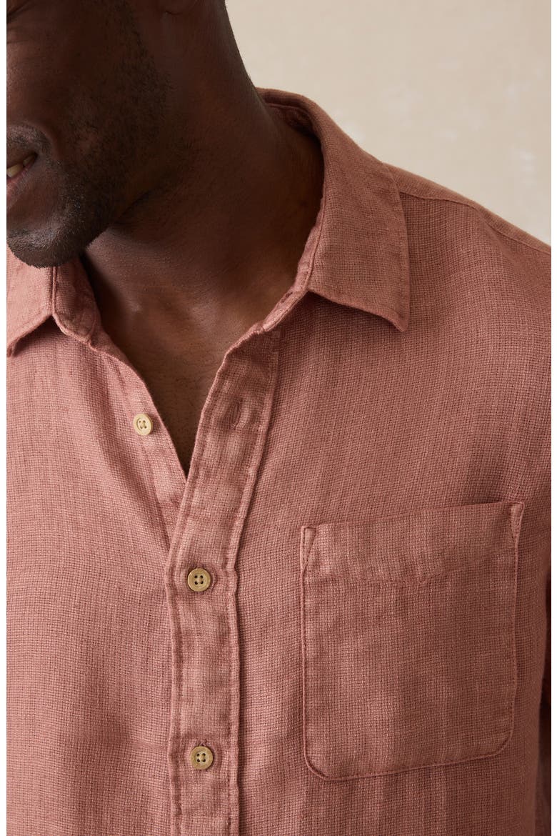 Palma Linen Short Sleeve Button-Up Shirt, Alternate, color, CEDAR ROSE
