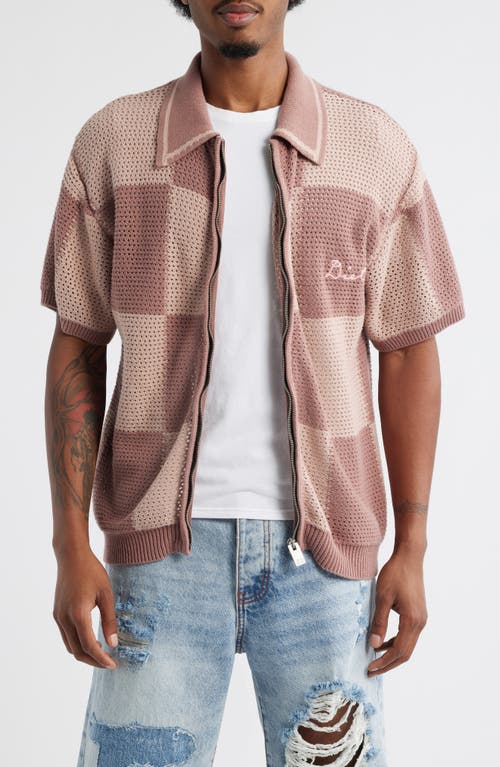 DIET STARTS MONDAY Checker Cotton Button-Up Shirt in Mauve  product
