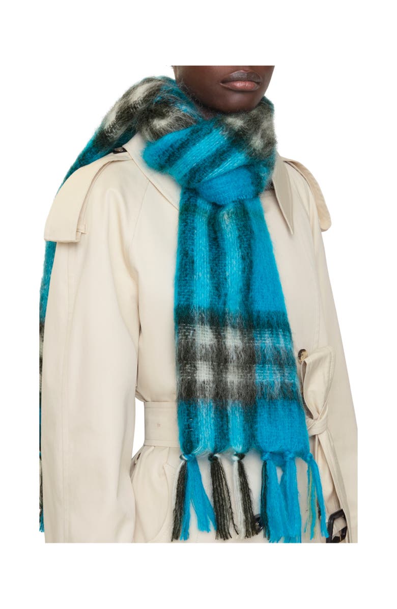 Burberry Check Mohair Wool Scarf, Alternate, color, Hyacinth