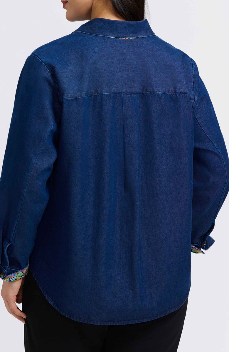 Foxcroft Margie Denim Button-Up Shirt, Alternate, color, Dark Wash