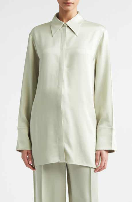 Fluid Satin Button-Up Shirt