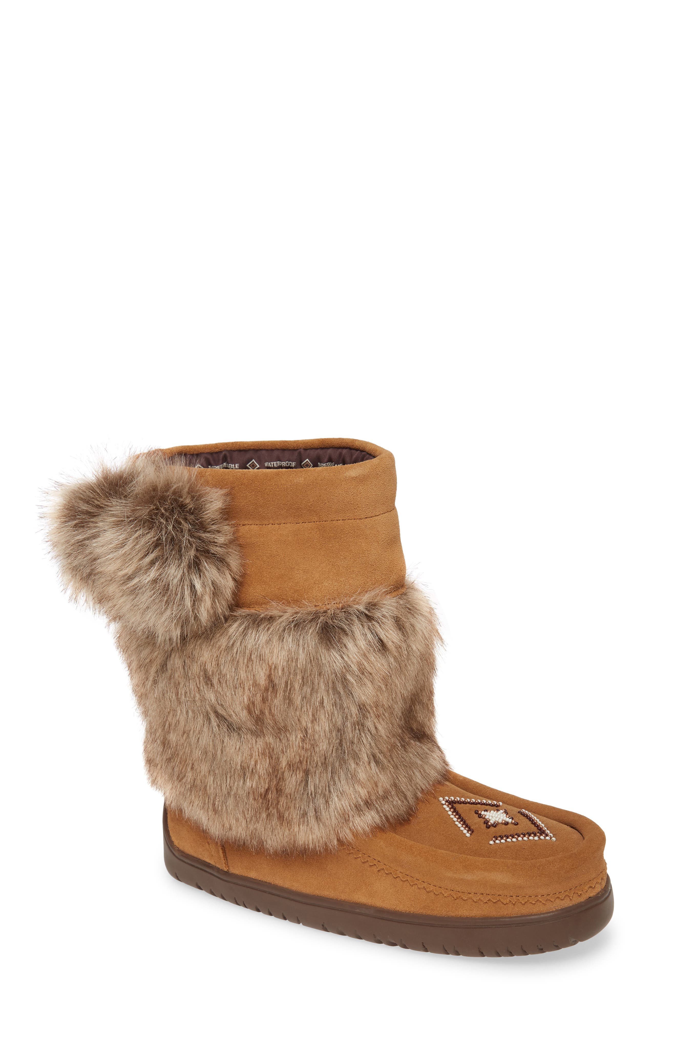 Mukluks Faux Fur & Waterproof Snow Boot, Main, color, OAK SUEDE