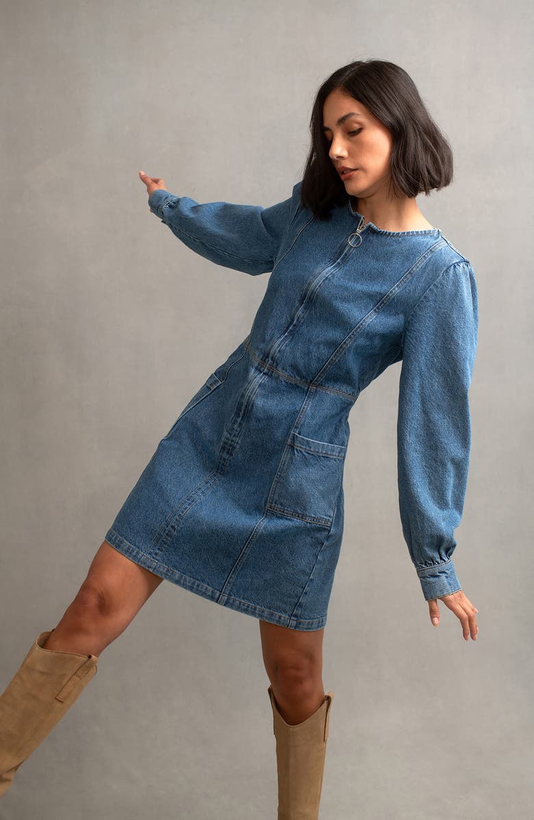 Nobody's Child Highgate Long Sleeve Denim Minidress, Alternate, color, 