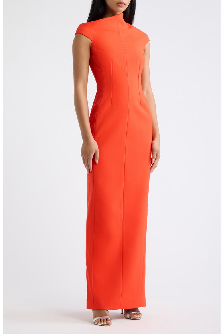 Arion One-Shoulder Cap Sleeve Gown, Main, color, SCARLET