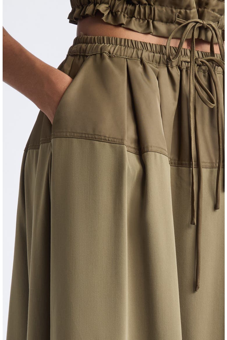 Elisabetta Satin Trim Skirt, Alternate, color, DARK OLIVE