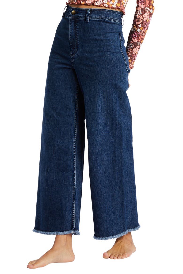 Free Fall Fray Hem Stretch Wide Leg Jeans, Alternate, color, NIGHT SKY