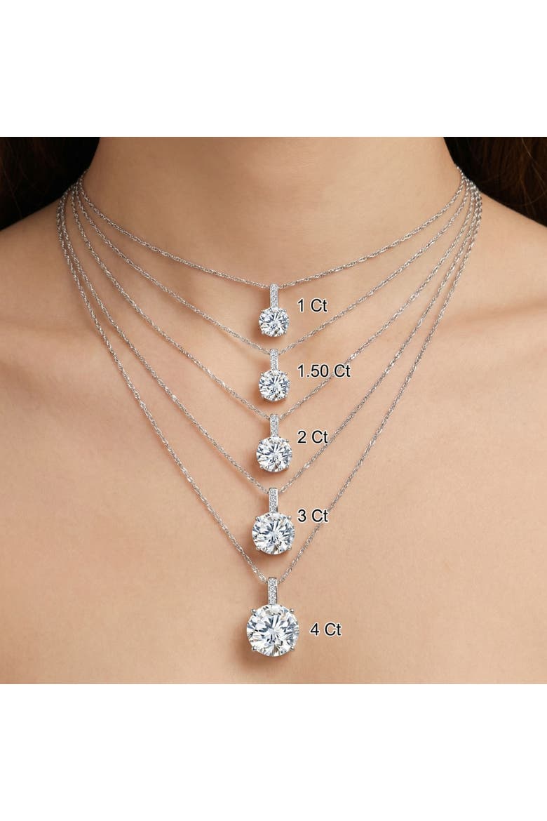 1 - 4Ct Diamond Solitaire Accent Pendant 14k Gold Womens 18" Ncecklace Lab Grown, Alternate, color, Yellow Gold - 4Ct
