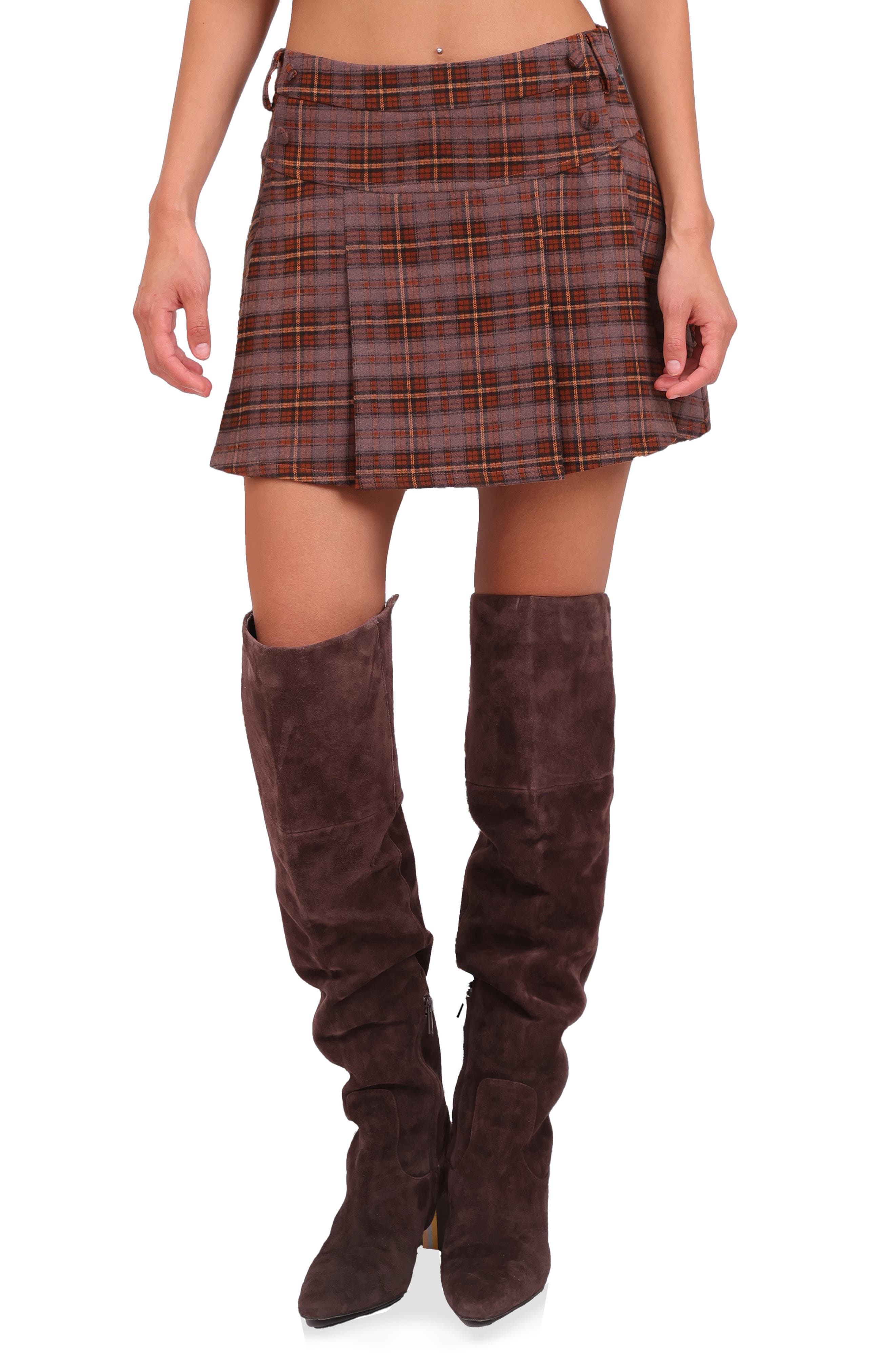 Plaid Pleated Miniskirt