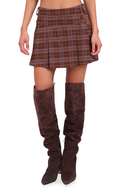 Plaid Pleated Miniskirt