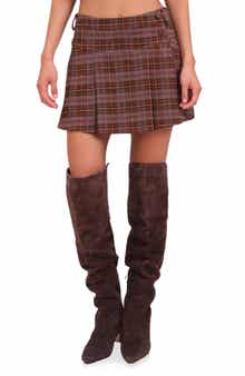Avec Les Filles Plaid Pleated Miniskirt