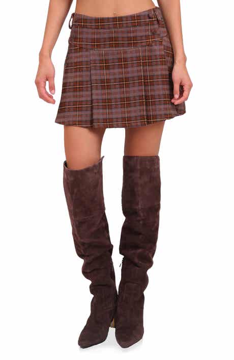 Avec Les Filles Plaid Pleated Miniskirt