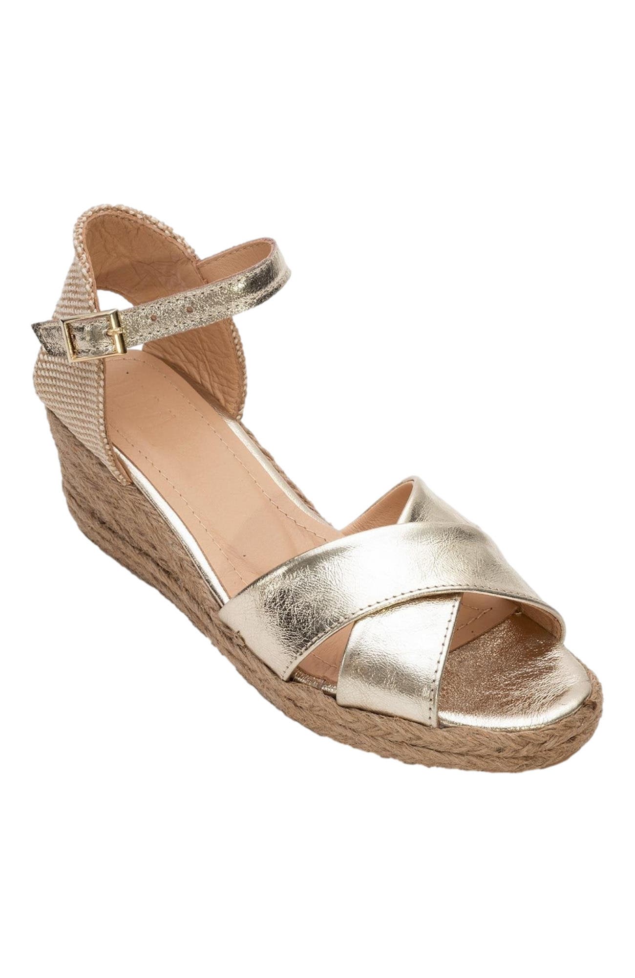 Forever 
Always Shoes Miria Leather Platform Espadrille, Main, color, Gold Leather