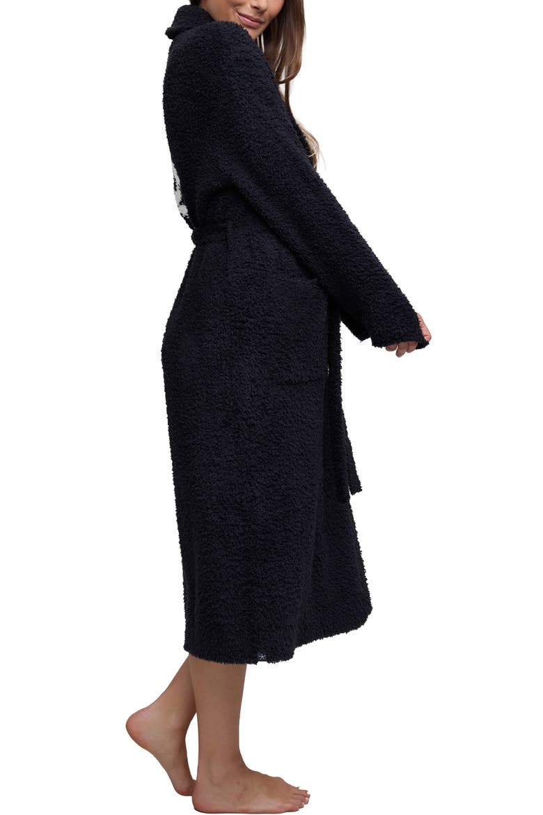 CozyChic® Skull and Bones Robe, Alternate, color, BLACK-CREAM