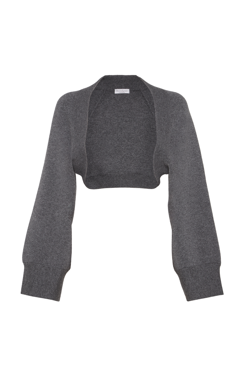 Brunello Cucinelli Double knit shrug, Main, color, Lead