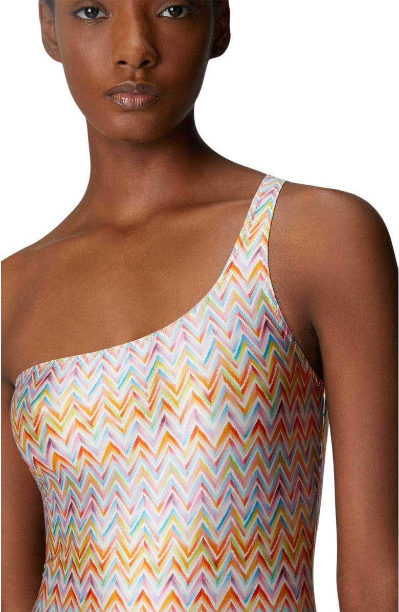 Missoni One-shoulder Swimsuit In Technical Fabric, Alternate, color, Multicoloured