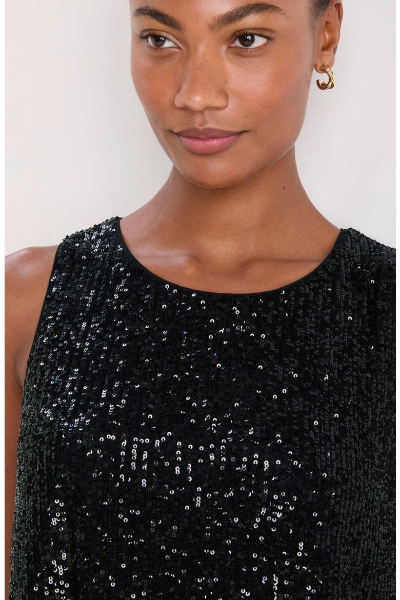 Sequin Peplum Top, Alternate, color, JET BLACK
