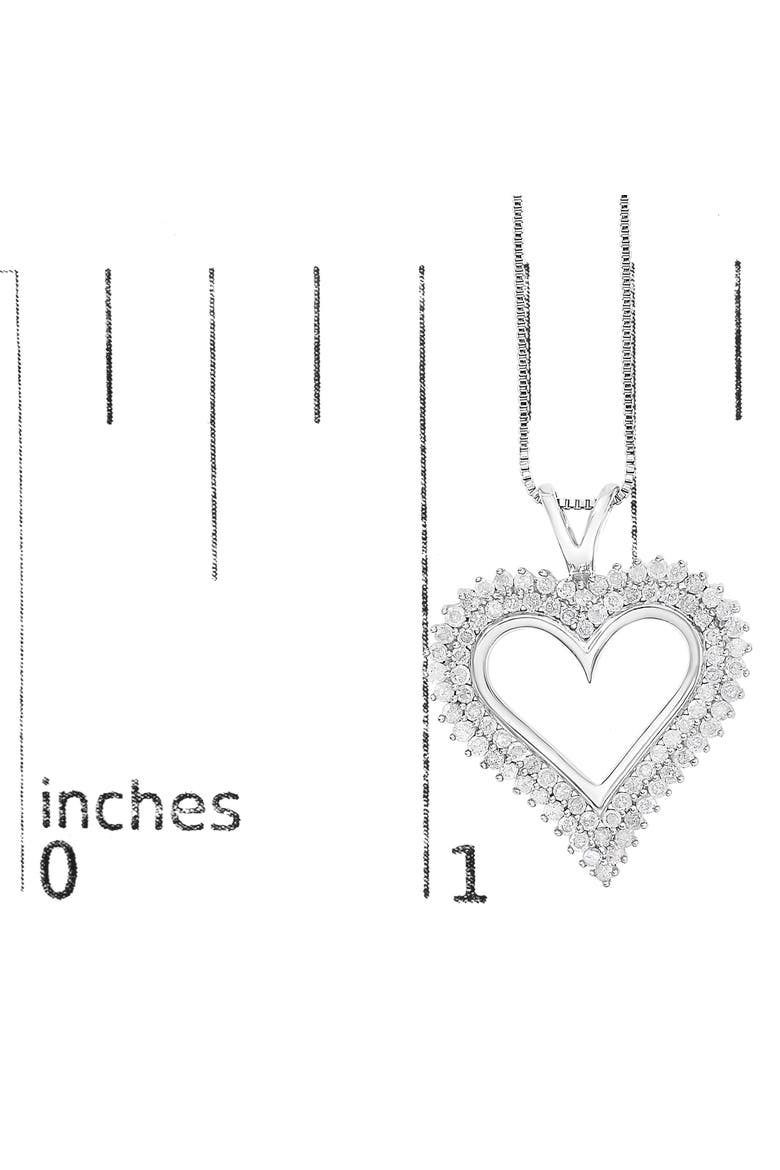 .925 Sterling Silver 1.0 Ctwt Diamond Open Heart Pendant Necklace, Alternate, color, White