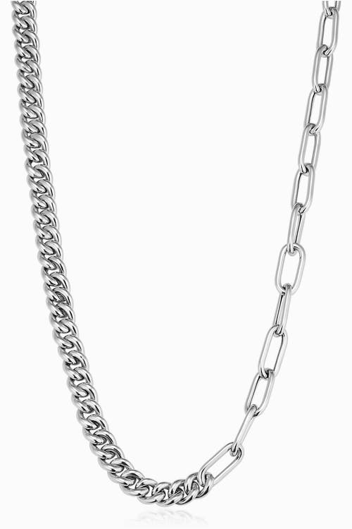 Oradina Sterling Silver Curb Clip Link Connector Clasp Necklace In Silver