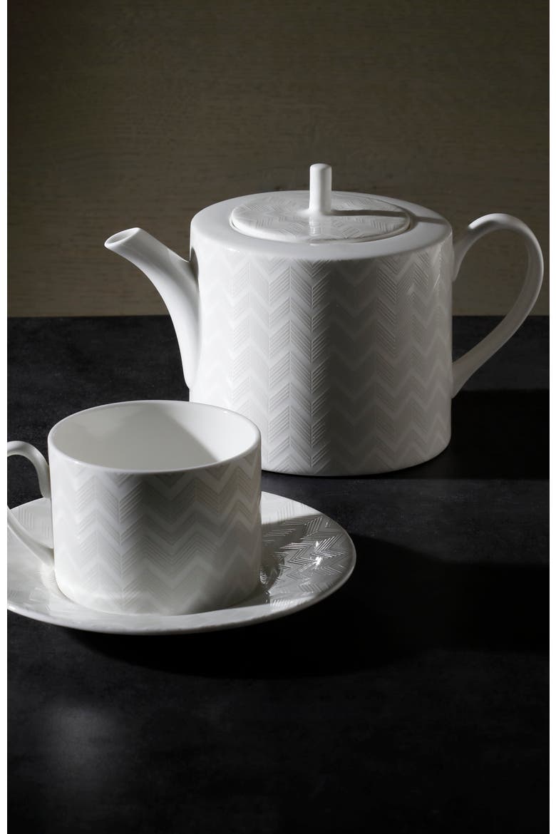 Tea Pot or Coffee Pot ZIG ZAG  White diam. 4.75", H 4.5", Alternate, color, White