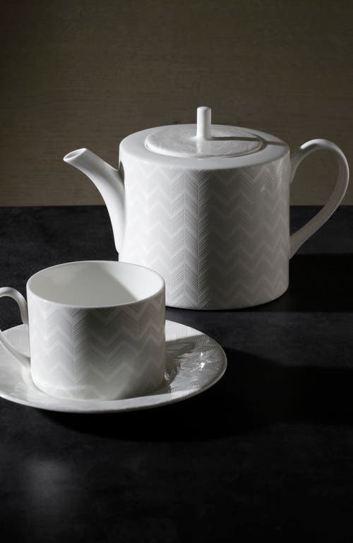 Missoni Home Tableware Tea Pot Or Coffee Pot Zig Zag White Diam. 4.75", H 4.5"