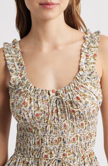 Emmaretta Floral Pleated Cotton Voile Maxi Dress