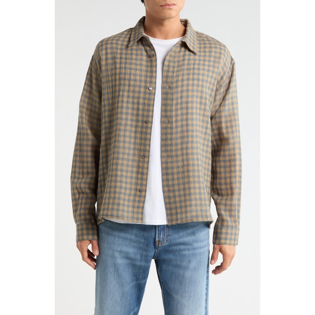 Frame Denim Light Wool Shirt In Blue/ Beige Plaid