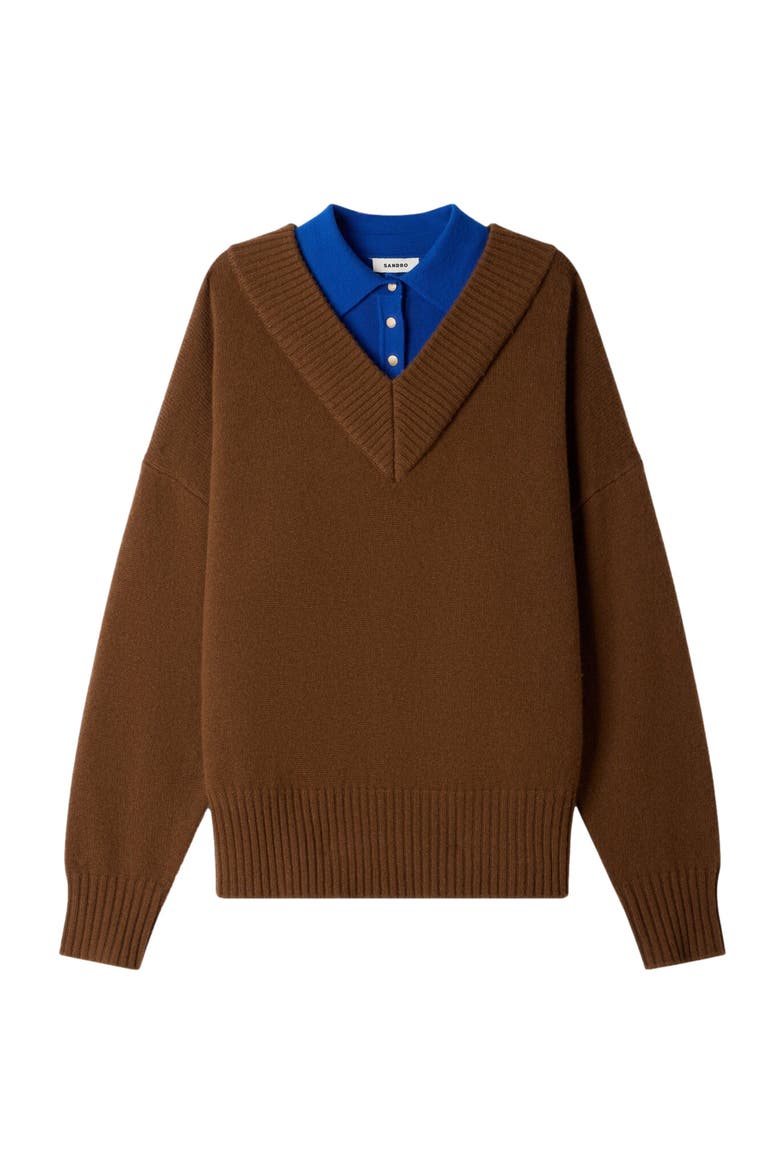 2-in-1 wool and cashmere sweater, Alternate, color, Camel