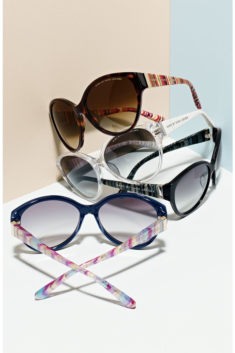 Stripe Cat's Eye Sunglasses (Nordstrom Exclusive), Alternate, color, BLACK/ GREY
