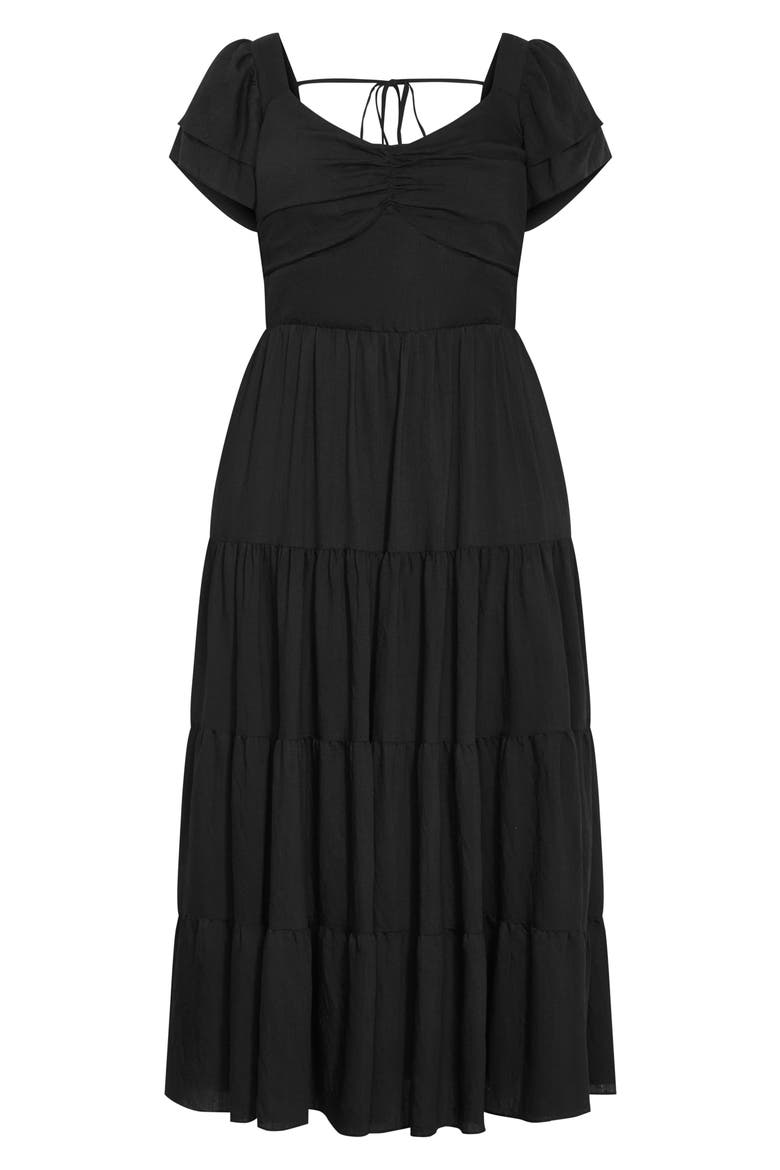 Leo Crinkle Midi Dress, Alternate, color, BLACK
