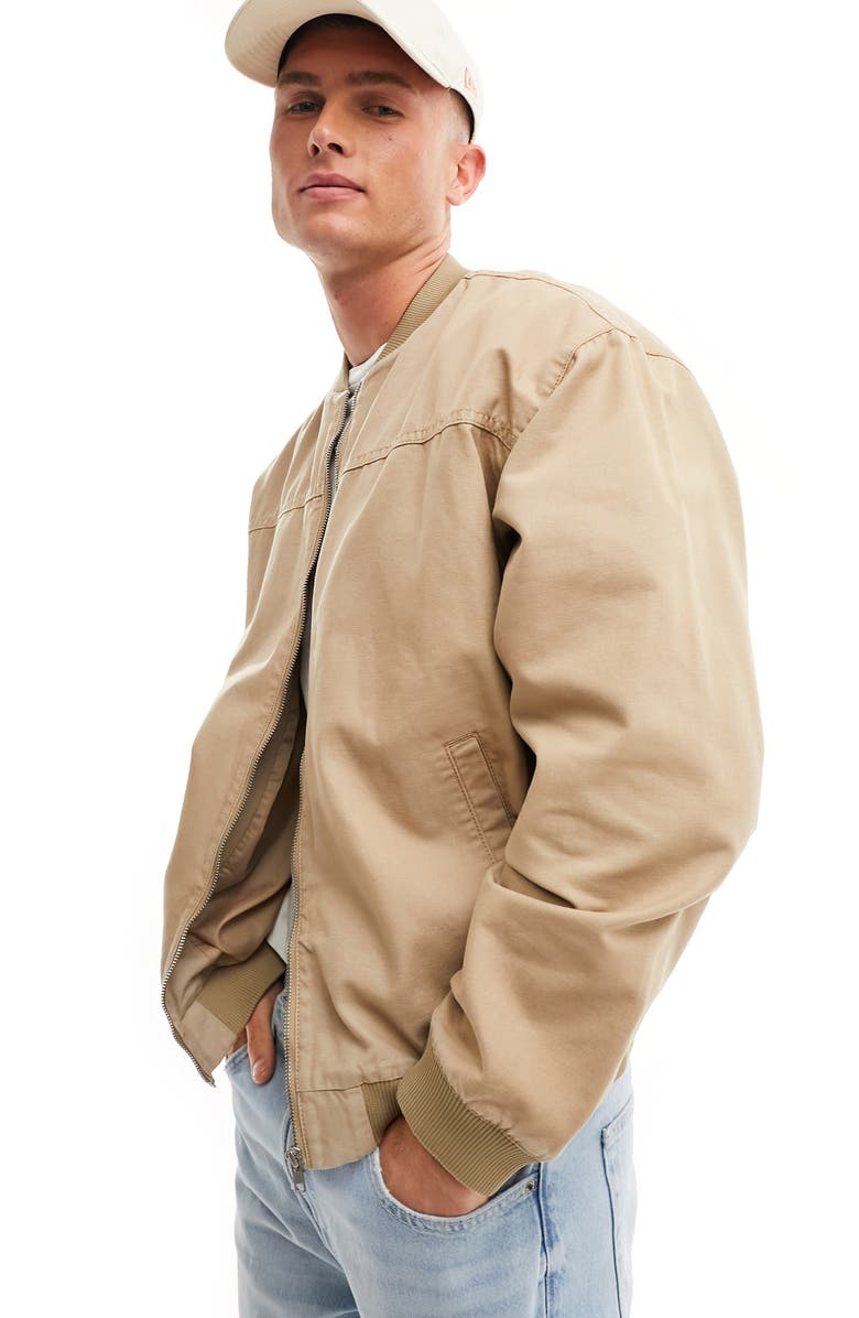 ASOS DESIGN Oversize Twill Bomber Jacket, Main, color,