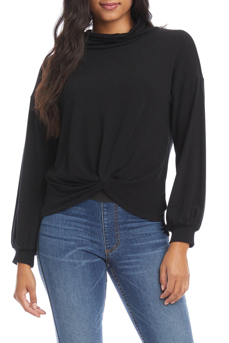 Twist Front Sweater, Main, color, BLACK