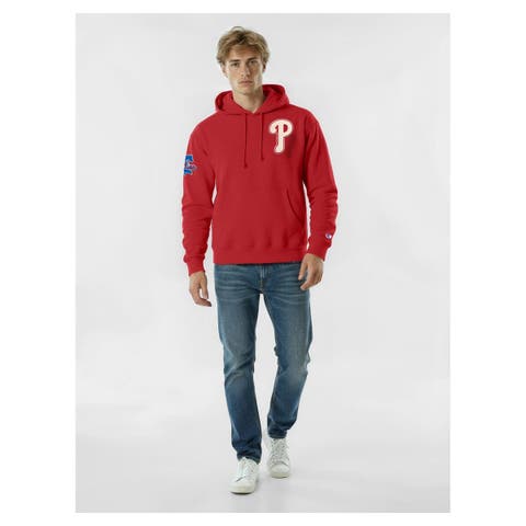 Men's Champion  Red Philadelphia Phillies Reverse Weave Chenille Hoodie