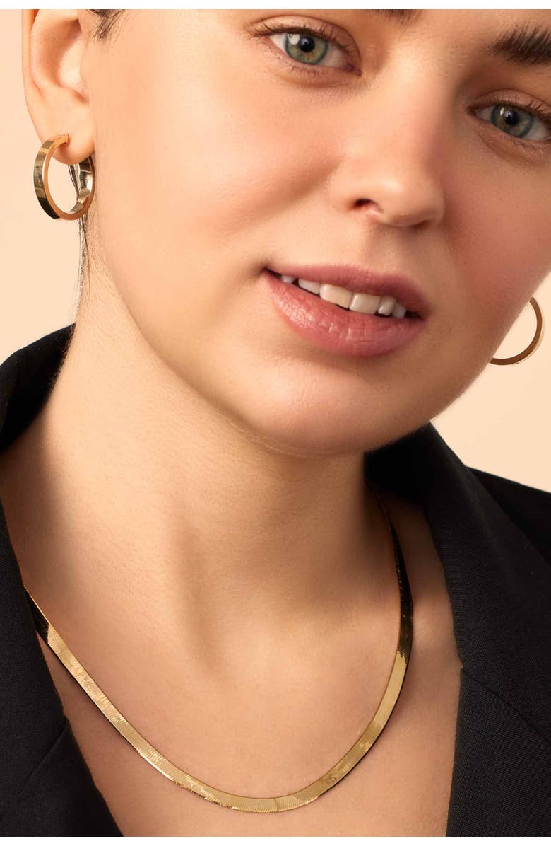 Oradina 10K Gold Park Avenue Statement Herringbone Chain, Alternate, color, Yellow Gold