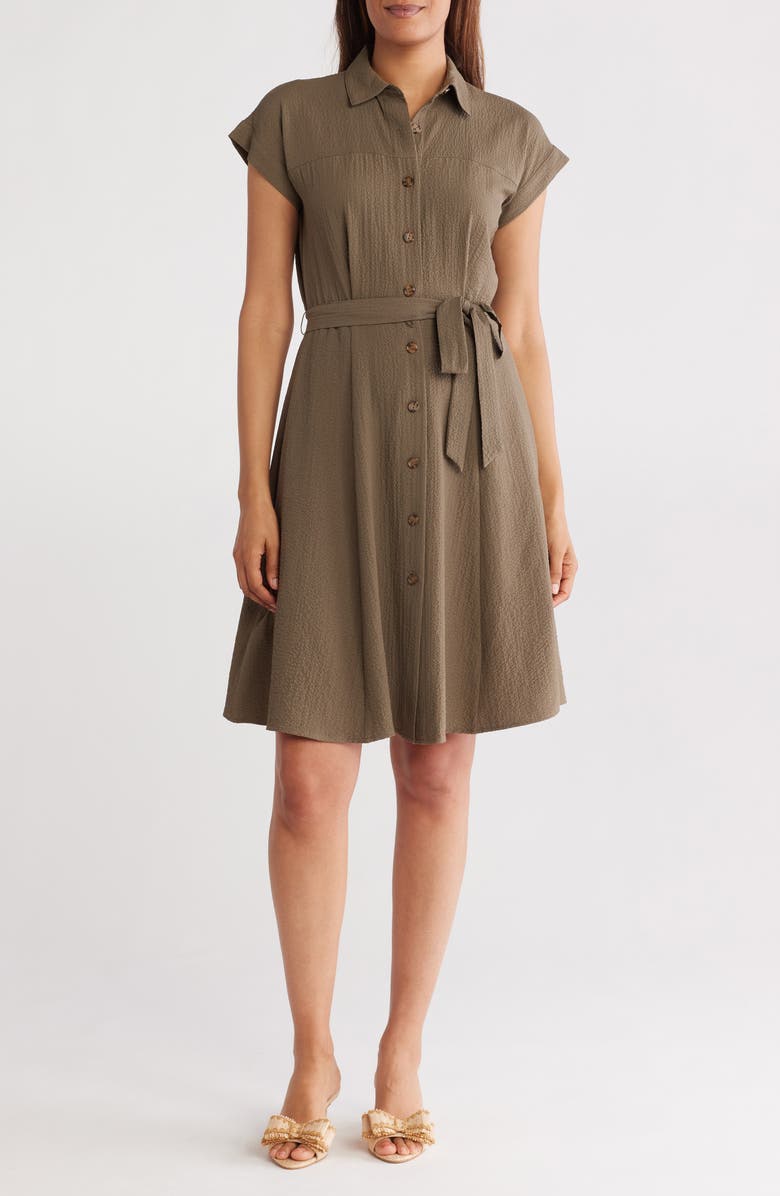 Calvin Klein Short Sleeve A-Line Shirtdress, Main, color,