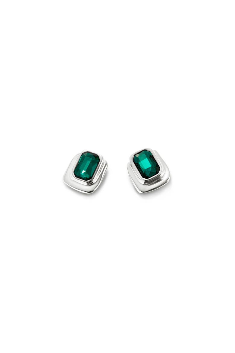 Green Crystal Stud Earrings, Alternate, color, Silver