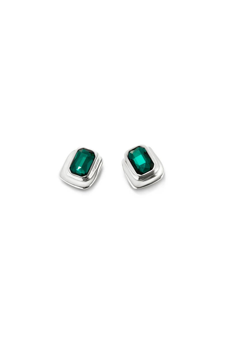 UNODE50 Green Crystal Stud Earrings, Alternate, color, Silver