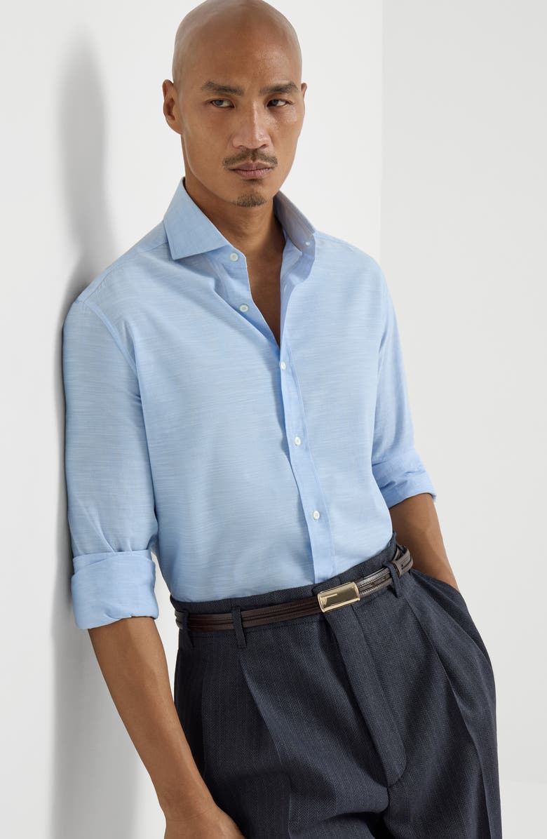 Brunello Cucinelli Oxford shirt, Alternate, color, Azure