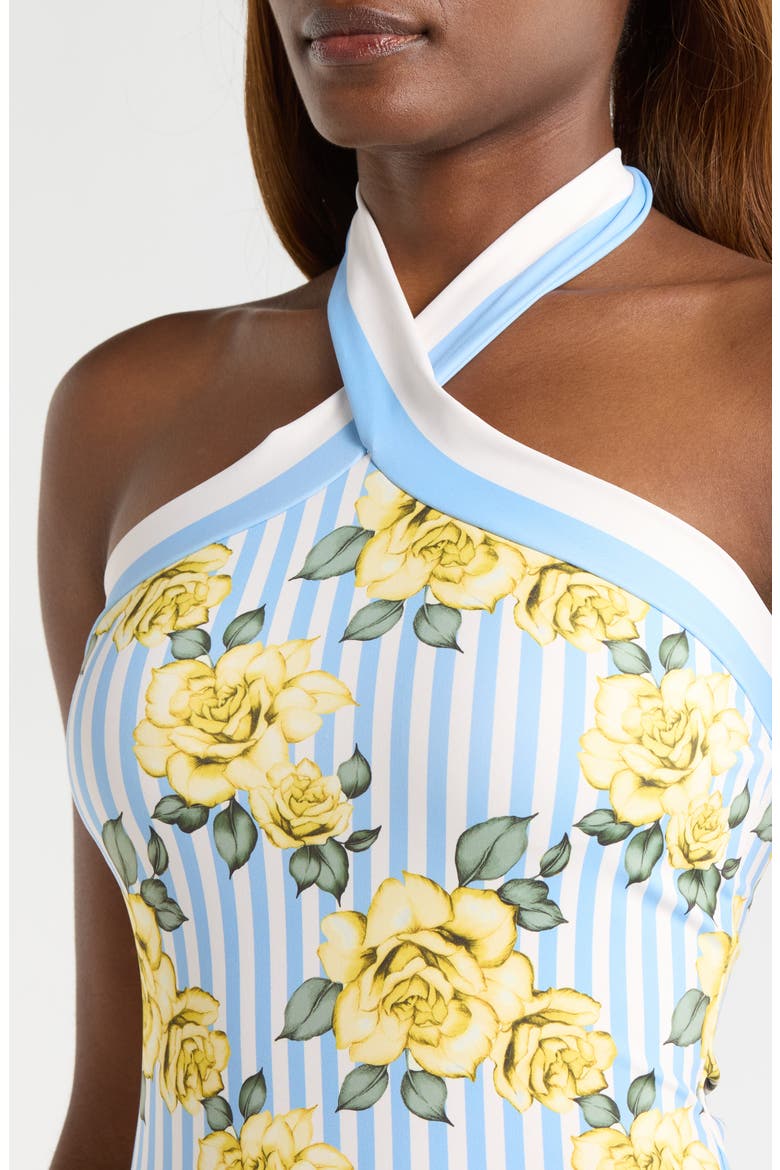 Halter One-Piece Swimsuit, Alternate, color, YELLOW ROSE