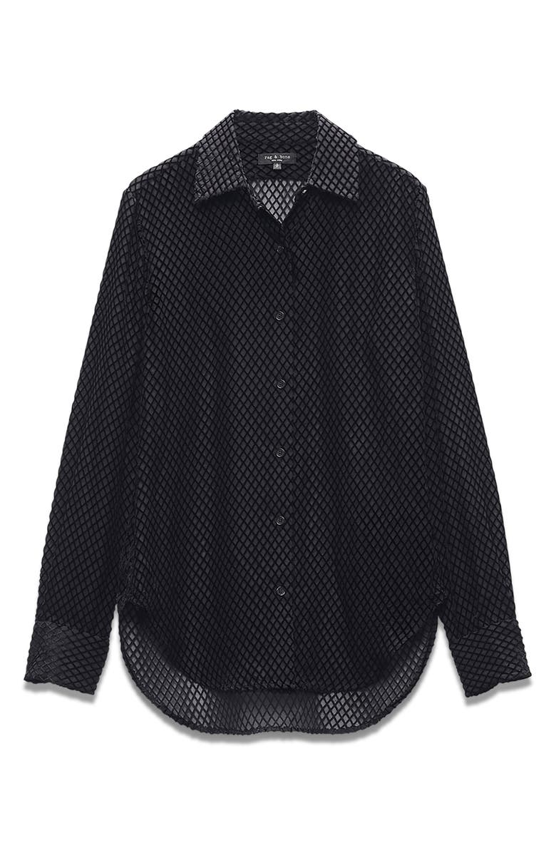 rag & bone Lila Velvet Burnout Button-Up Shirt, Alternate, color, Black