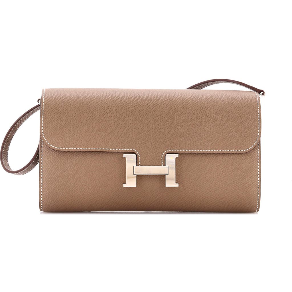 Pre-owned Hermes Hermes Constance To Go Wallet Epsom In Brown
