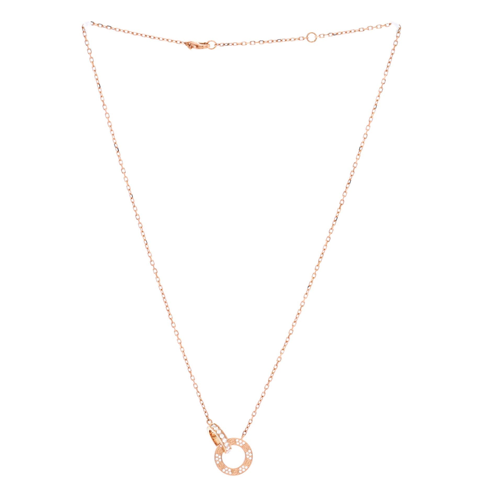 Love Interlocking Pave Necklace 18K Rose Gold and Diamonds, Alternate, color, Metallic Gold