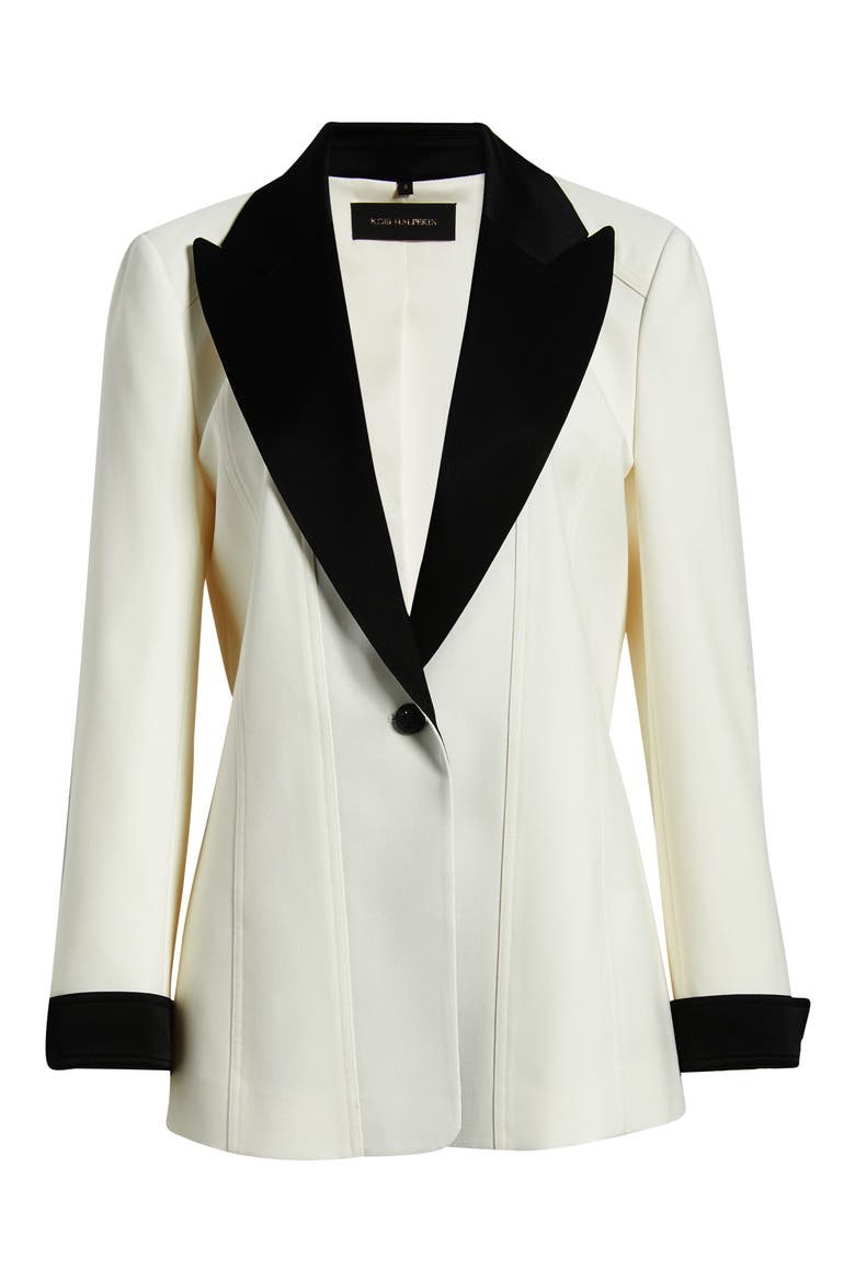 Camille Two Tone Wool Blend Blazer, Alternate, color, IVORY / BLACK