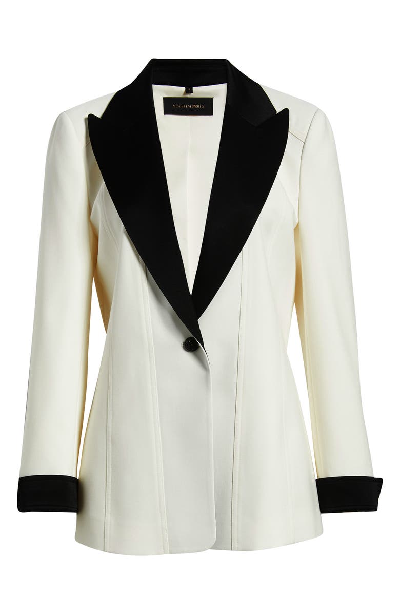KOBI HALPERIN Camille Two Tone Wool Blend Blazer, Alternate, color, Ivory / Black
