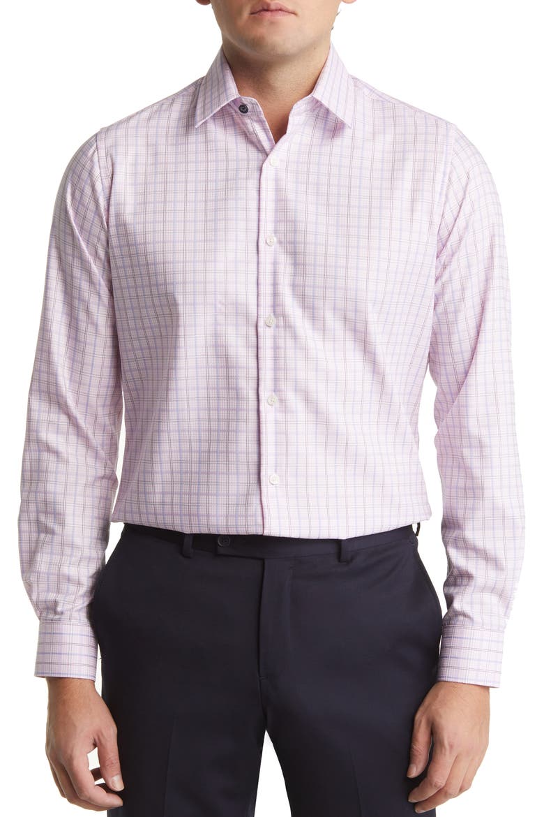 Tailored Fit Check Dress Shirt, Main, color, PINK