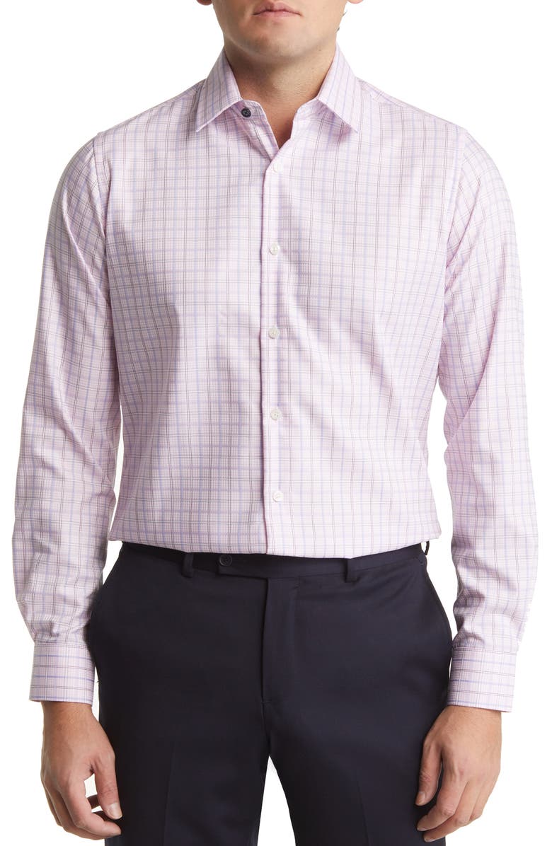 Duchamp Tailored Fit Check Dress Shirt, Main, color, Pink