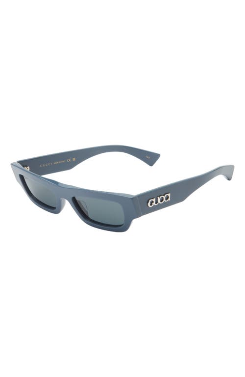 Gucci 52mm Polarized Rectangular Sunglasses In Blue