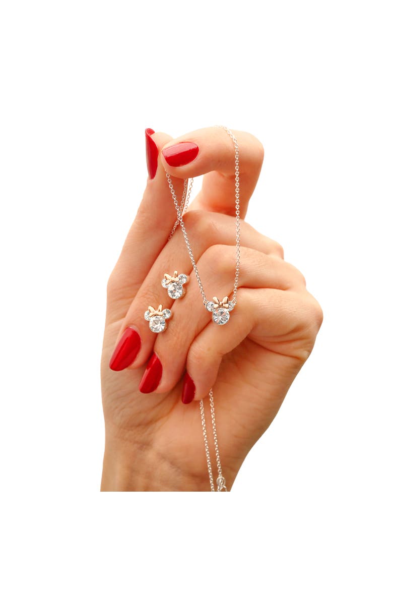 Crystal Necklace and Matching Stud Earrings, Alternate, color, Silver