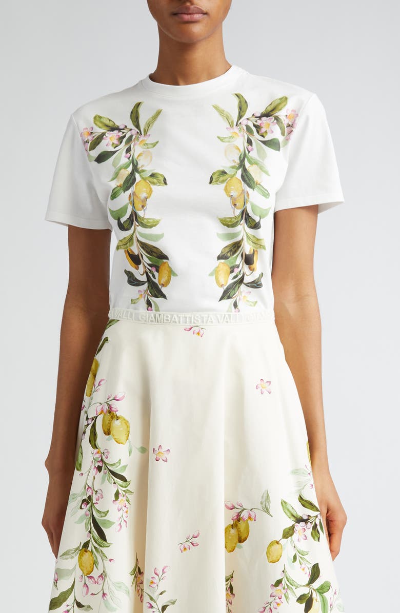 Giambattista Valli Lemon Tree Cotton Graphic T-Shirt, Main, color, 