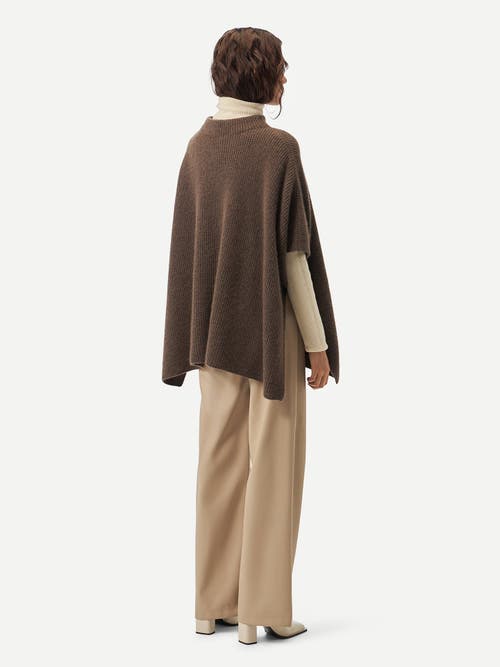 Gobi Mongolian Cashmere Rib-knit Cashmere Poncho In Cocoa